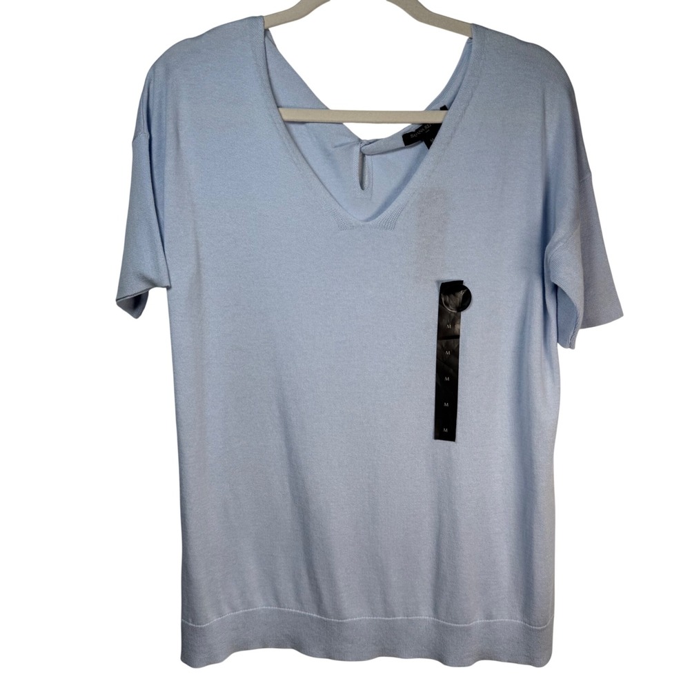 Banana Republic NWT Forever Yarn Twist Back Top M Blue Coastal Luxury Capsule